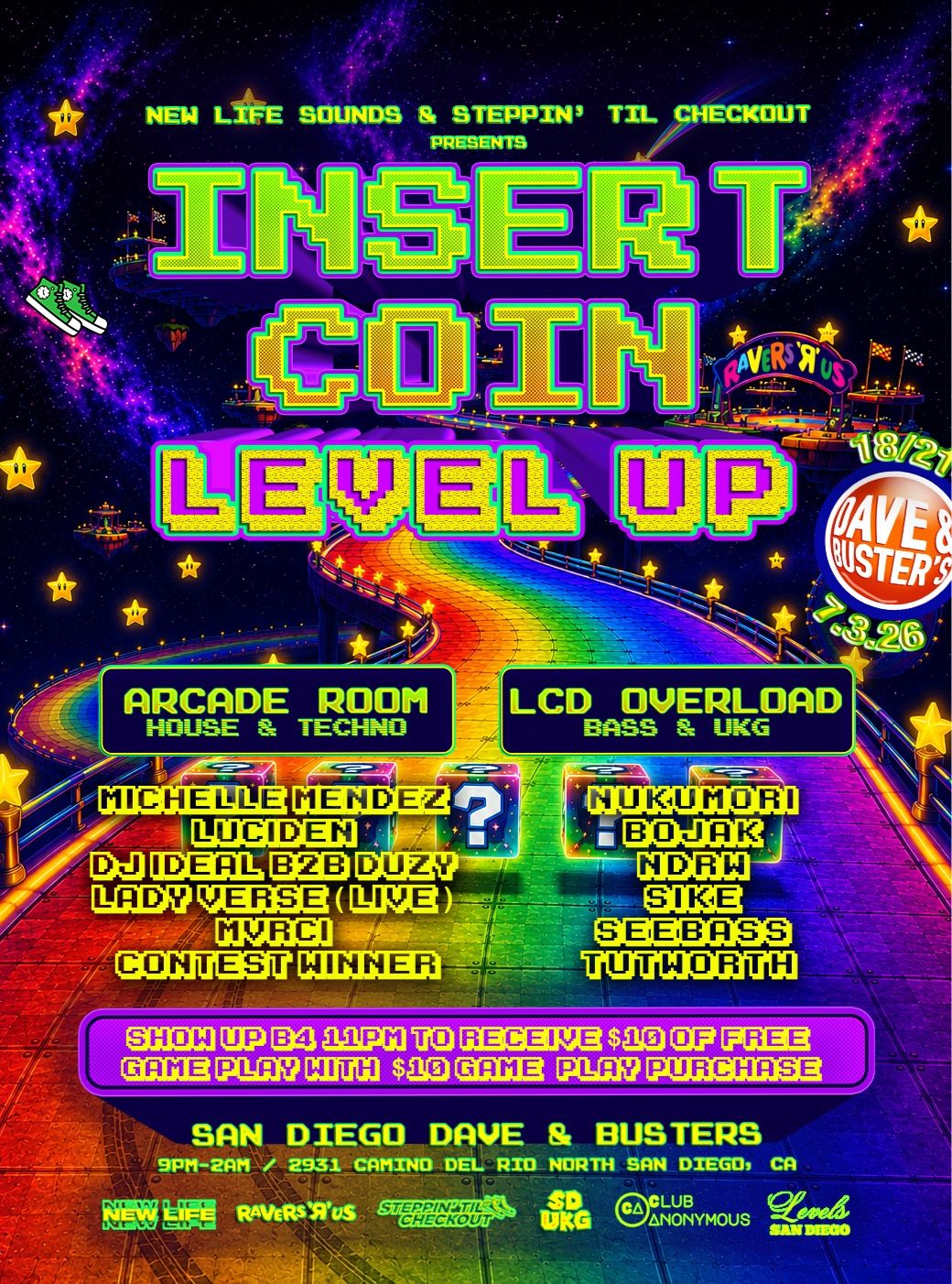 INSERT COIN: LEVEL UP (Arcade Rave) 18/21+