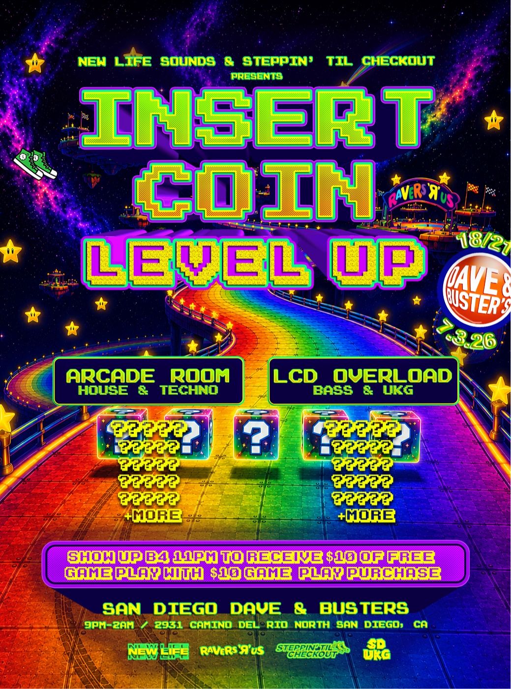 INSERT COIN: LEVEL UP (Arcade Rave) 18/21+